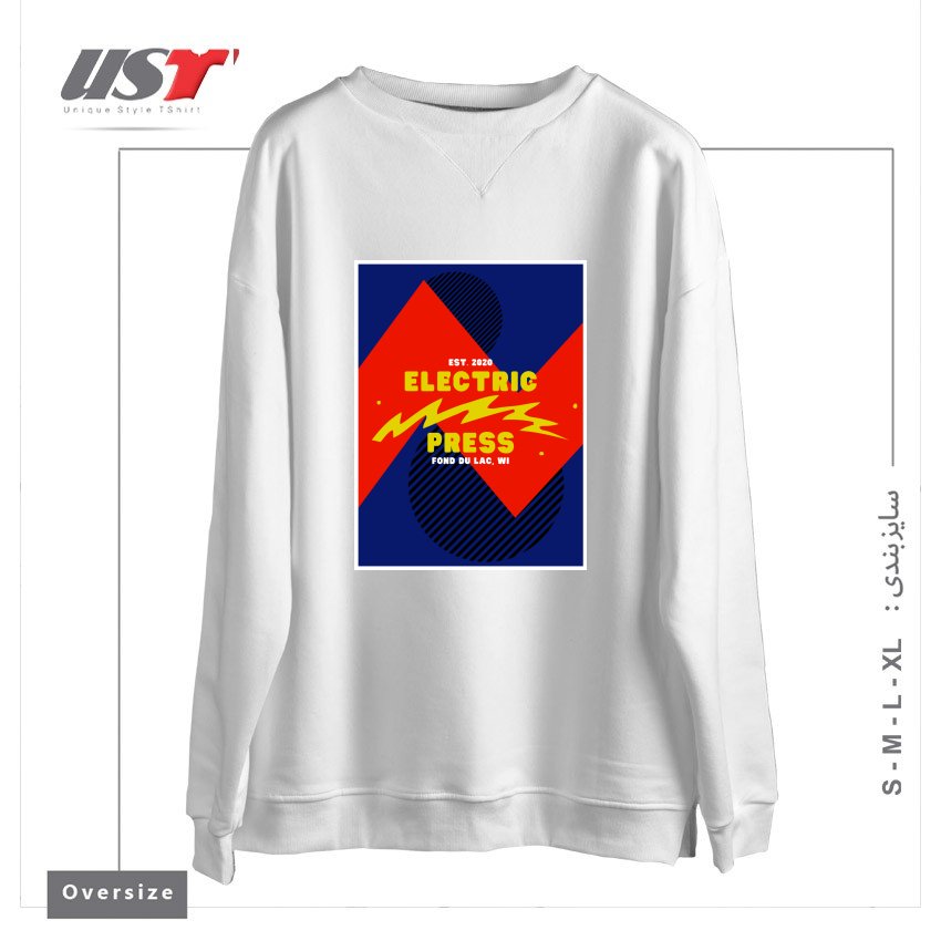 سوییشرت اورسایز طرح ELECTRIC PRESS ZAG
