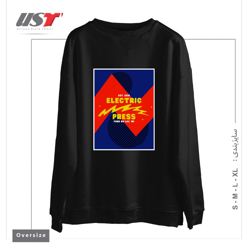 سوییشرت اورسایز طرح ELECTRIC PRESS ZAG