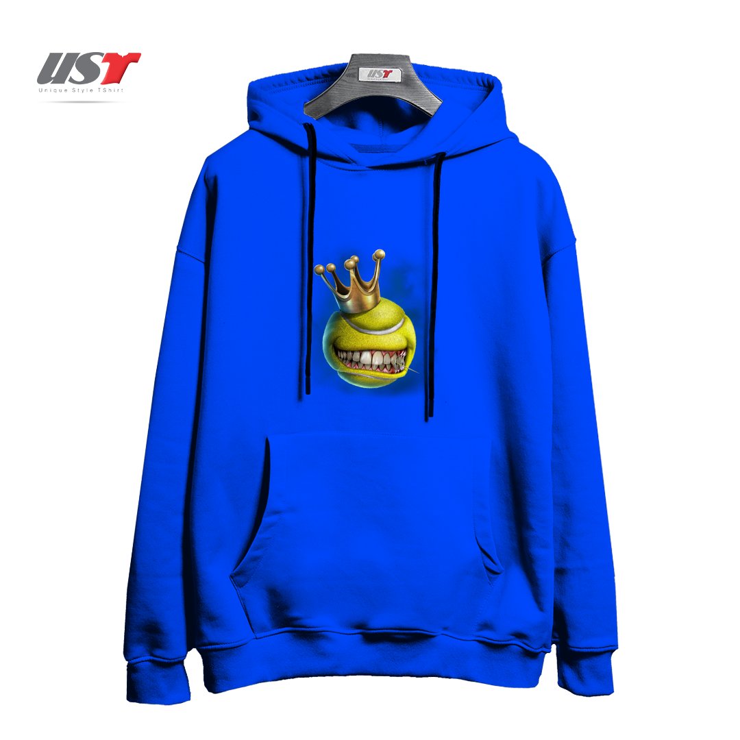 طرح CROWN TENNIS هودی اورسایزرنگ آبی شالی