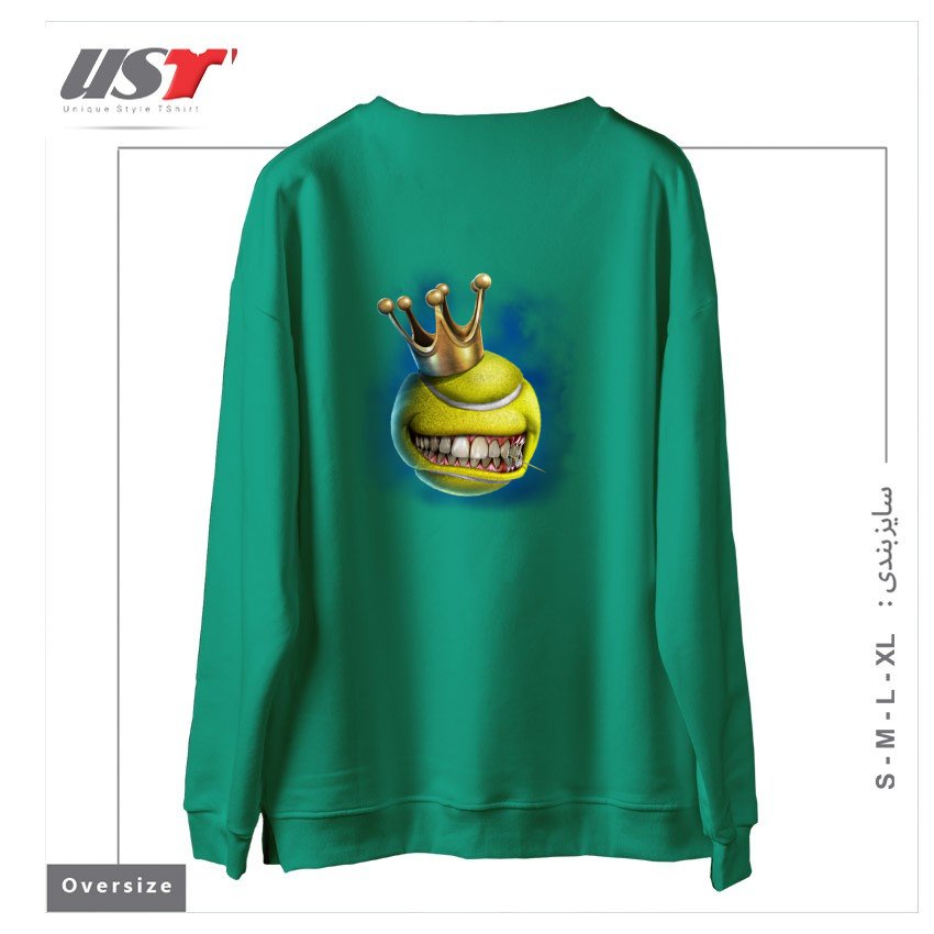 طرح CROWN TENNIS سوییشرت اورسایزرنگ سبز سدری