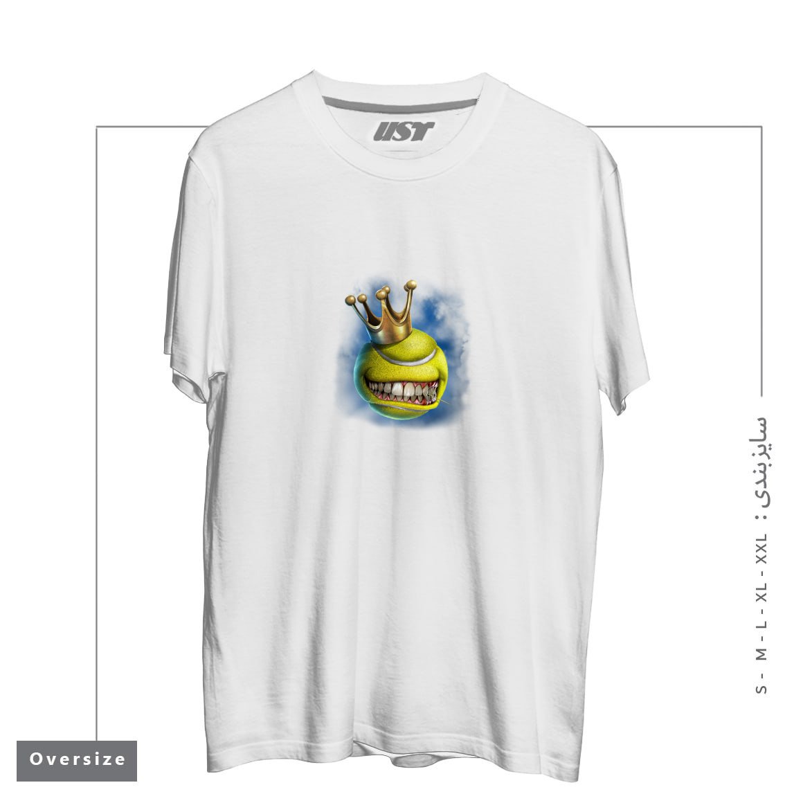 طرح CROWN TENNIS تیشرت اورسایزرنگ سفید