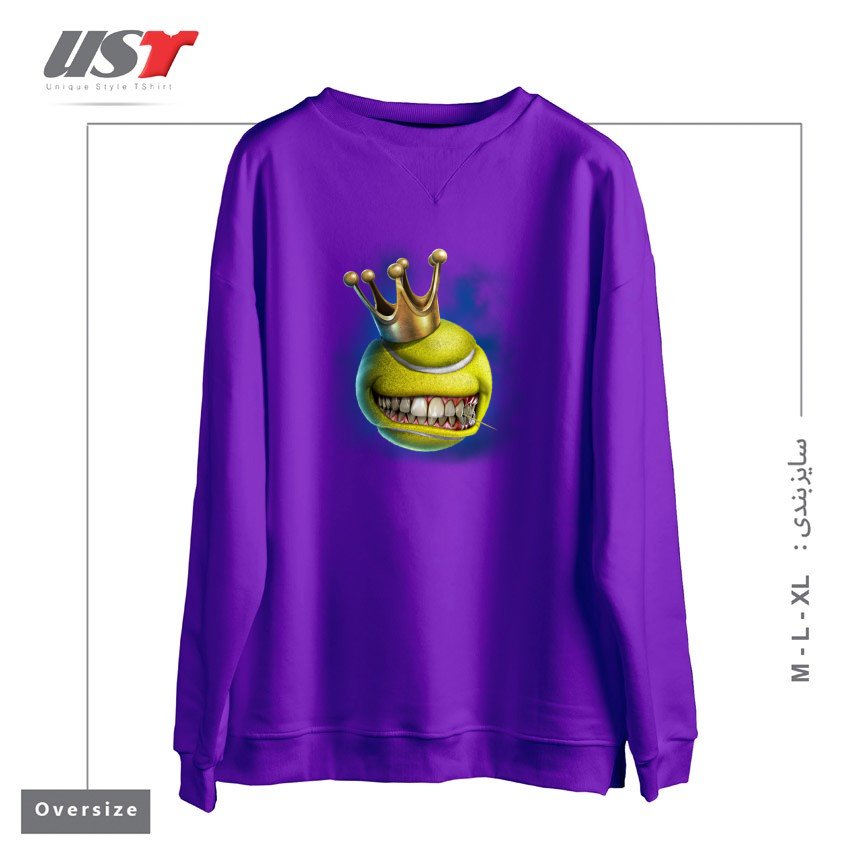 طرح CROWN TENNIS سوییشرت اورسایزرنگ بنفش