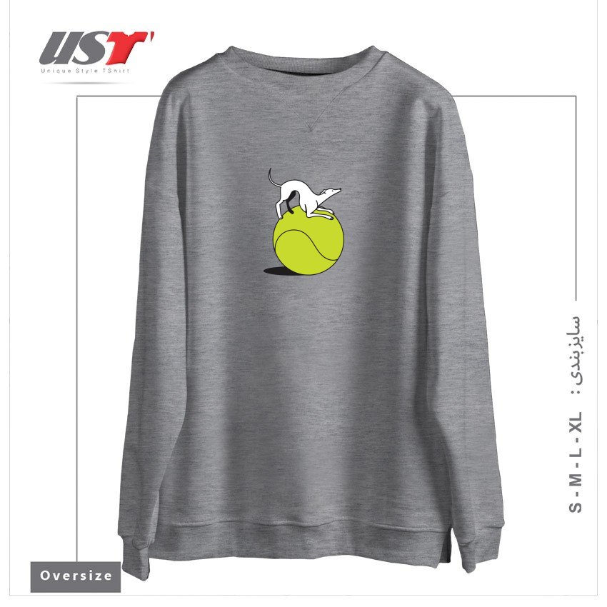 طرح FETCH سوییشرت اورسایزرنگ طوسی ملانژ