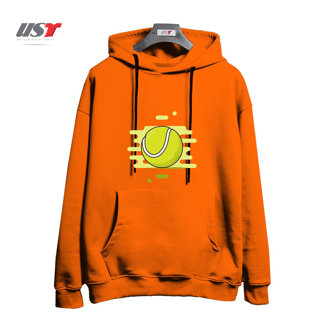 طرح GREEN TENNIS BALL هودی اورسایزرنگ نارنجی