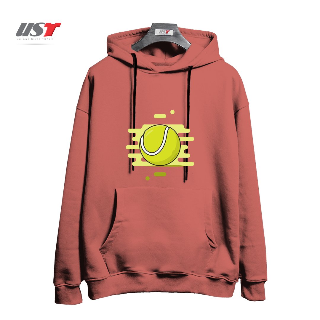 طرح GREEN TENNIS BALL هودی اورسایزرنگ آجری