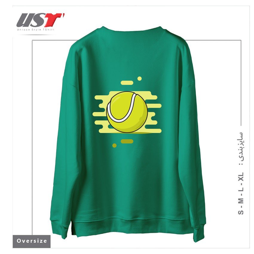 طرح GREEN TENNIS BALL سوییشرت اورسایزرنگ سبز سدری