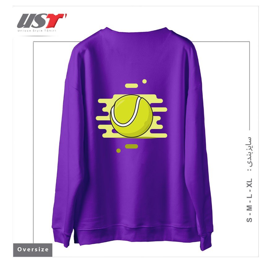 طرح GREEN TENNIS BALL سوییشرت اورسایزرنگ بنفش