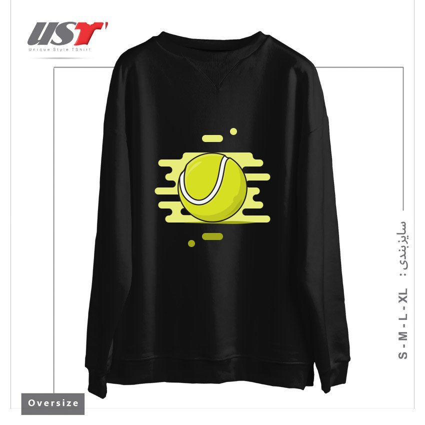طرح GREEN TENNIS BALL سوییشرت اورسایزرنگ مشکی