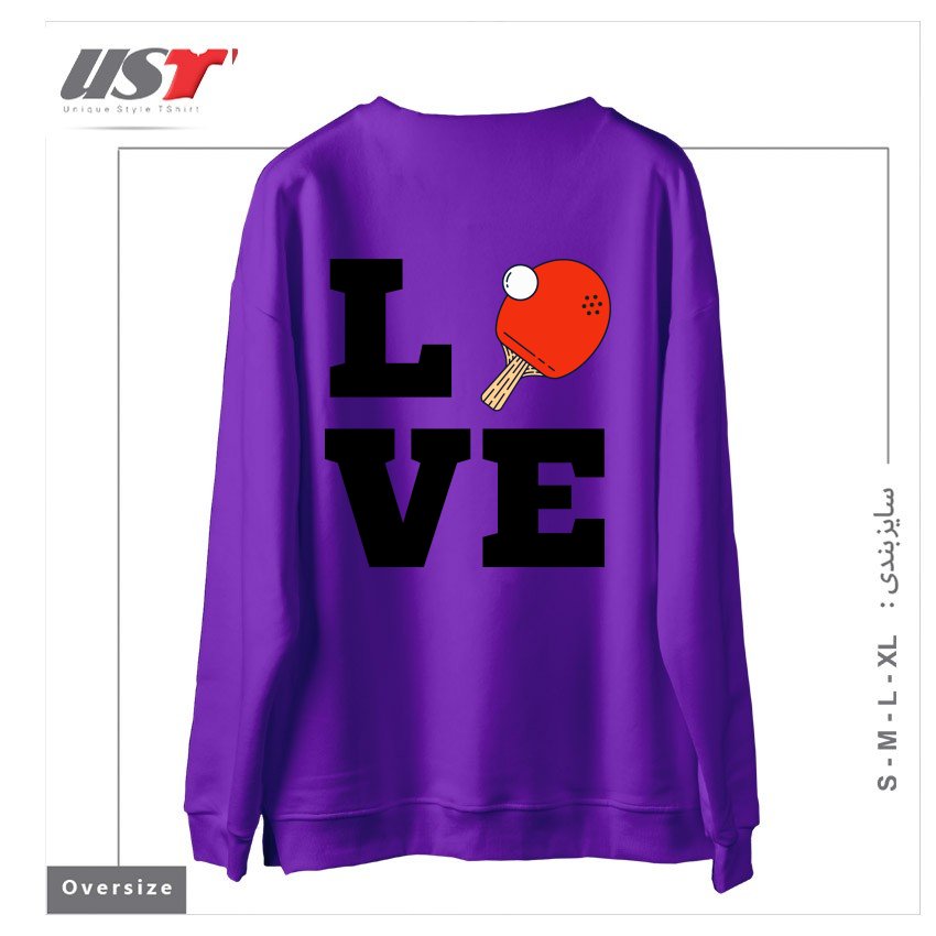 طرح I LOVE PING PONG RED - PINGPONG TABLE TENNIS PLAYER ATHLETE SPORTS LOVER سوییشرت اورسایزرنگ بنفش