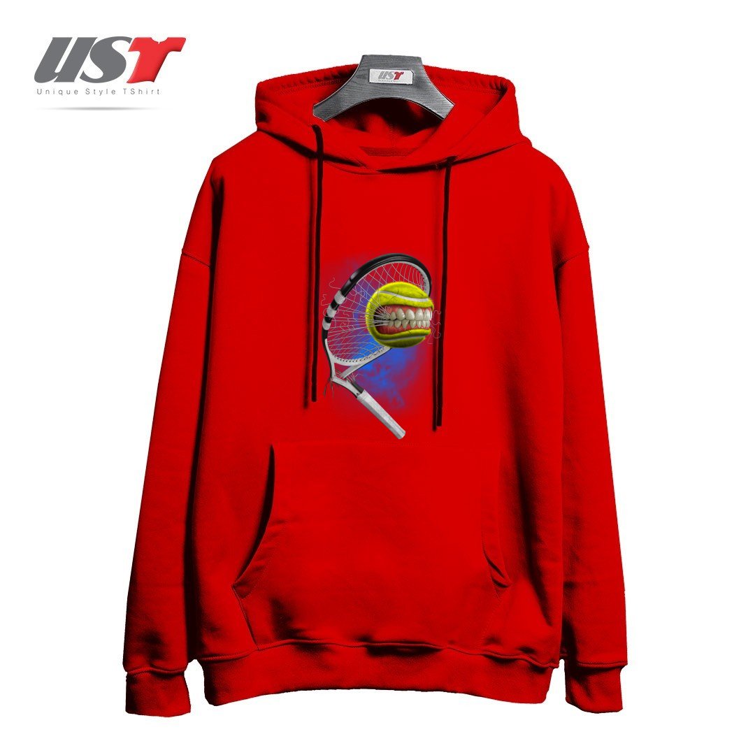 طرح MONSTER TENNIS هودی اورسایزرنگ قرمز