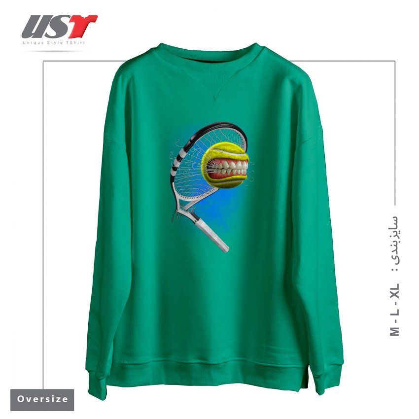 طرح MONSTER TENNIS سوییشرت اورسایزرنگ سبز سدری
