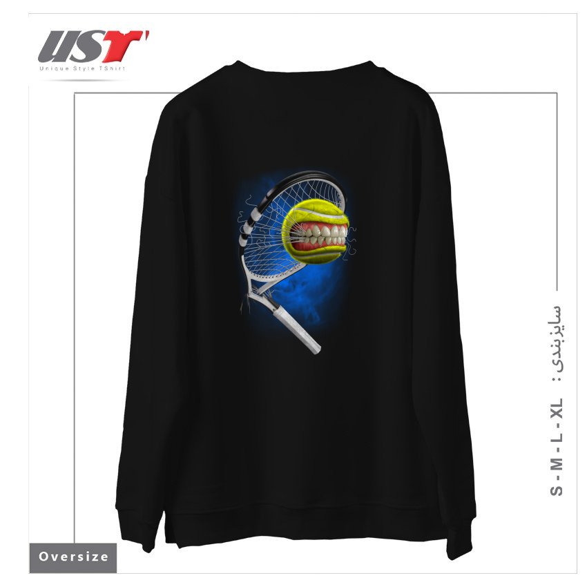 طرح MONSTER TENNIS سوییشرت اورسایزرنگ مشکی