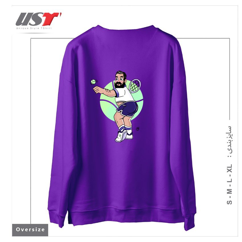 طرح RACQUET MAN سوییشرت اورسایزرنگ بنفش