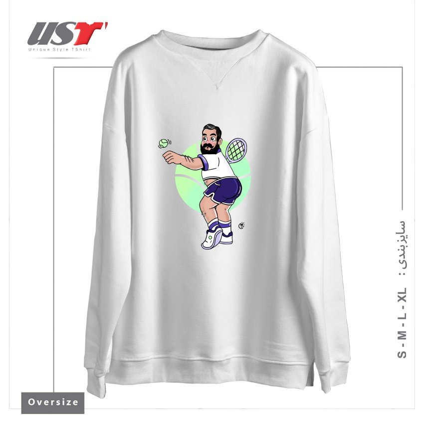 سوییشرت اورسایز طرح RACQUET MAN