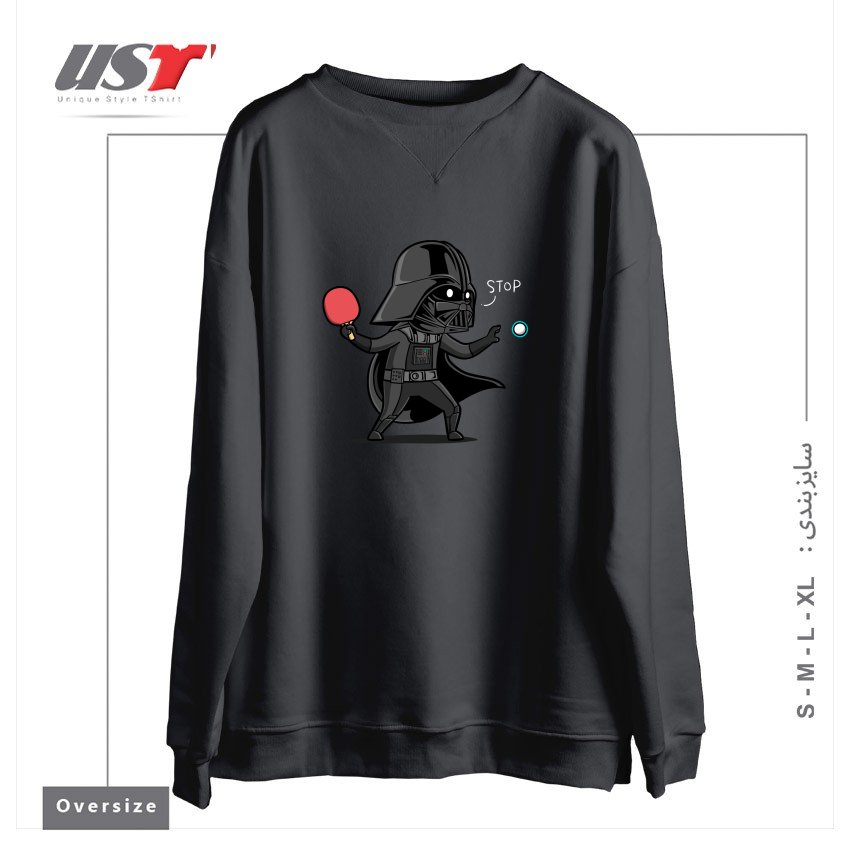 طرح SPORTY BUDDY - TABLE TENNIS سوییشرت اورسایزرنگ دودی