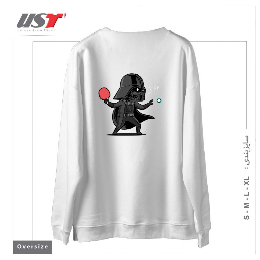 طرح SPORTY BUDDY - TABLE TENNIS سوییشرت اورسایزرنگ سفید