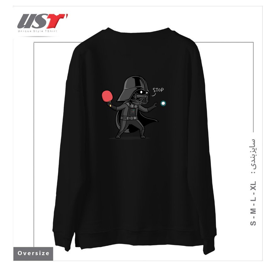 طرح SPORTY BUDDY - TABLE TENNIS سوییشرت اورسایزرنگ مشکی