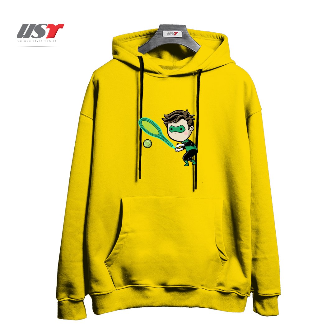 طرح SPORTY BUDDY TENNIS هودی اورسایزرنگ زرد