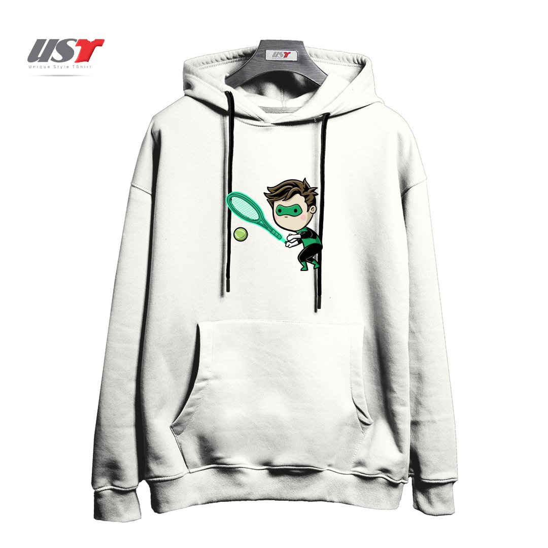 طرح SPORTY BUDDY TENNIS هودی اورسایزرنگ سفید