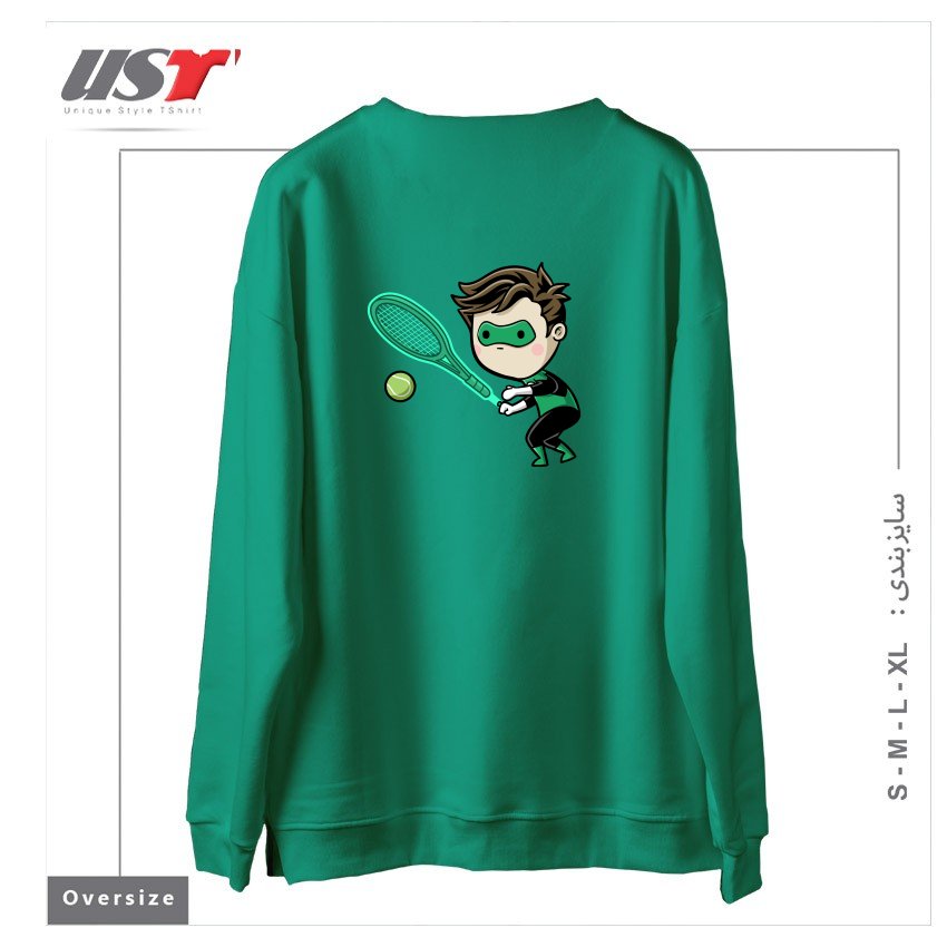 طرح SPORTY BUDDY TENNIS سوییشرت اورسایزرنگ سبز سدری