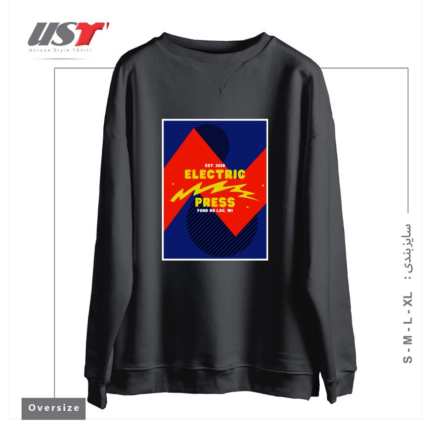 طرح ELECTRIC SKY سوییشرت اورسایزرنگ دودی