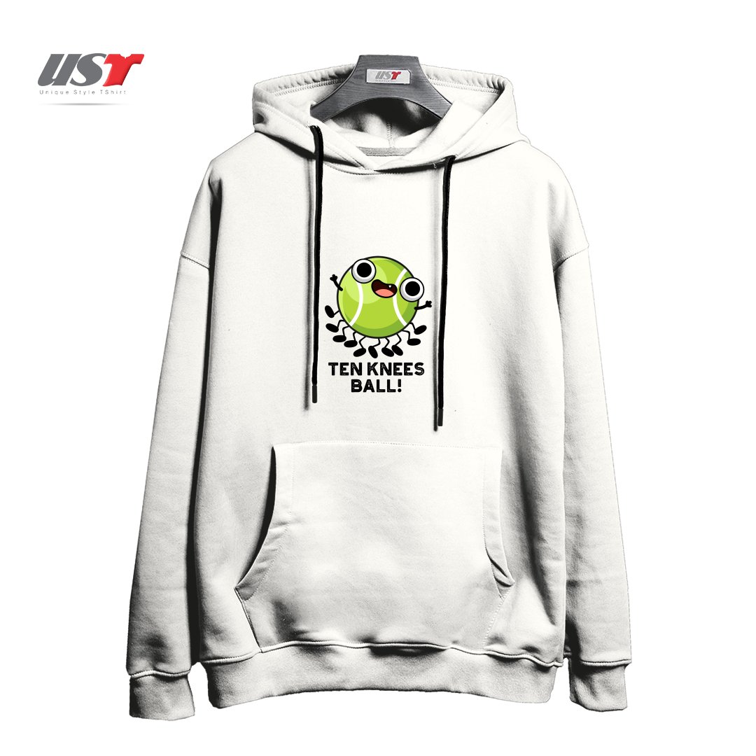 طرح TEN KNEES BALL FUNNY TENNIS PUN هودی اورسایزرنگ سفید