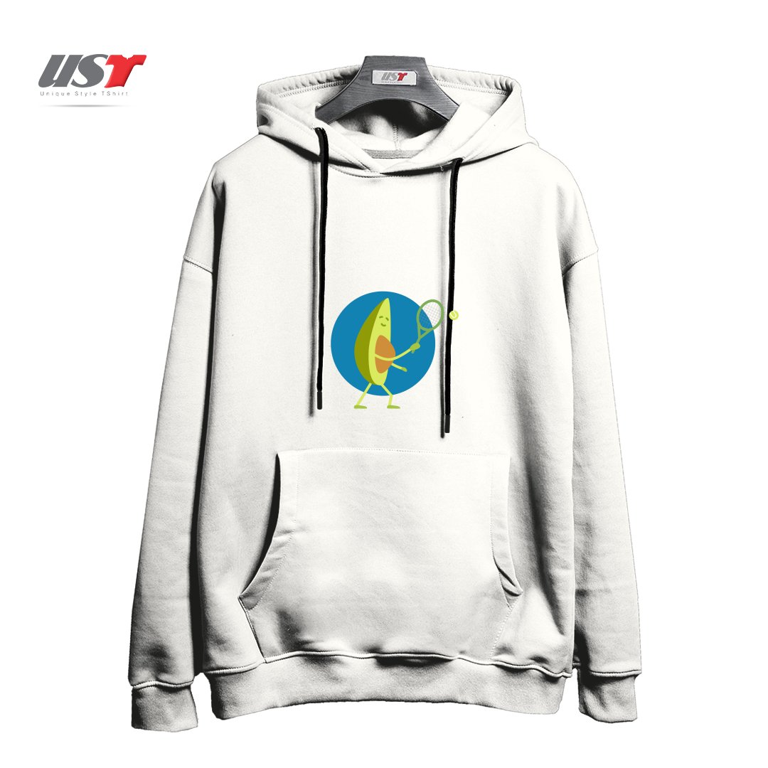 طرح TENNIS AVOCADO هودی اورسایزرنگ سفید