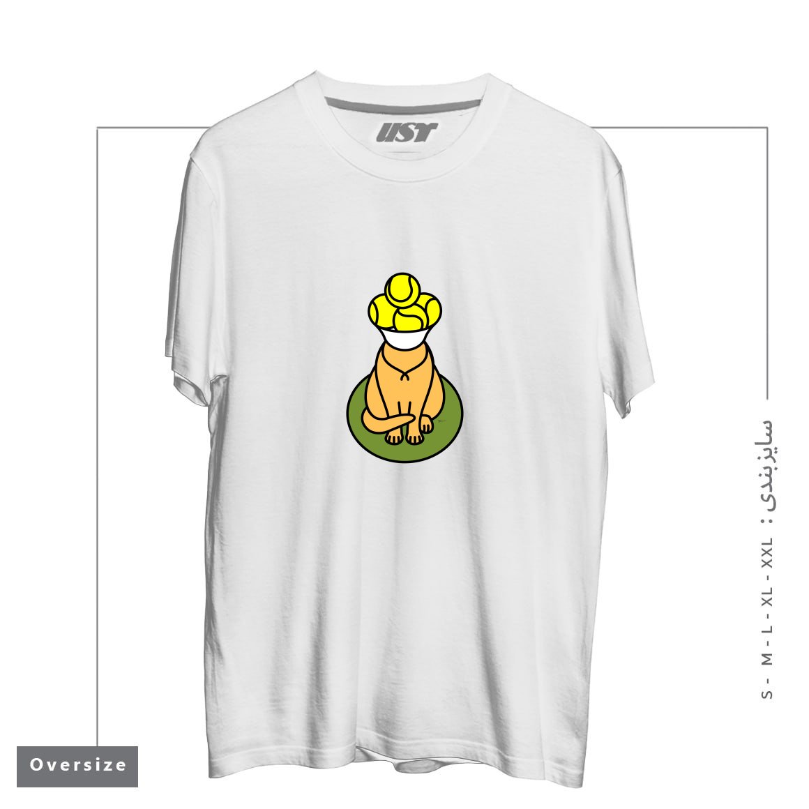 طرح TENNIS CAT BALL PICKER - WIMBLEDON TH039 تیشرت اورسایزرنگ سفید