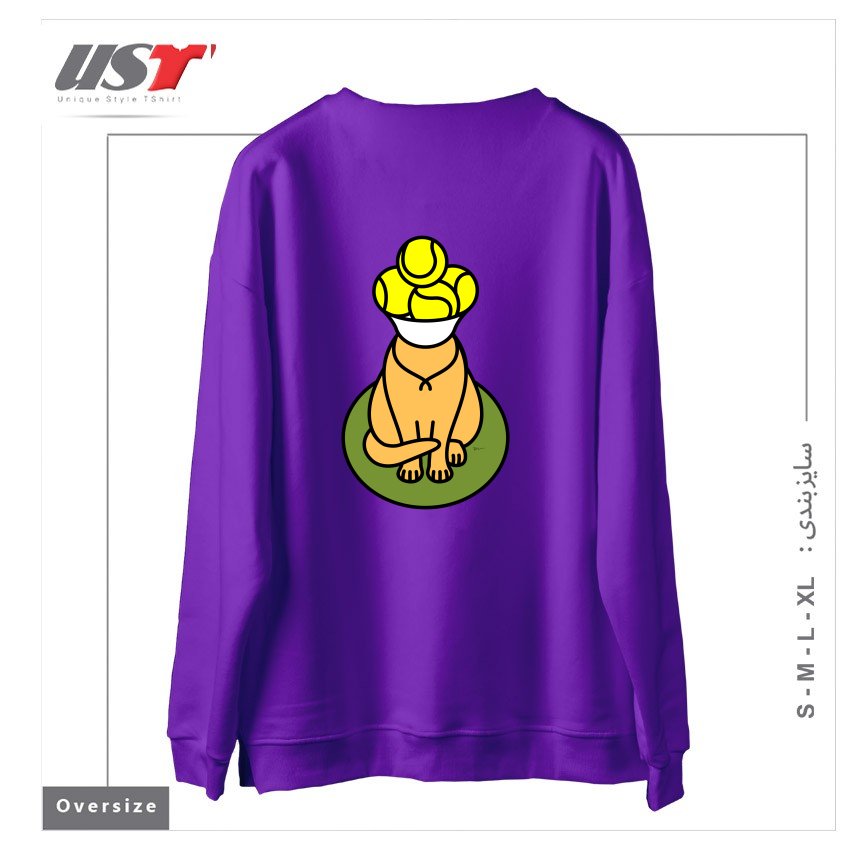 طرح TENNIS CAT BALL PICKER - WIMBLEDON TH039 سوییشرت اورسایزرنگ بنفش