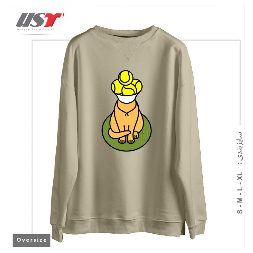 طرح TENNIS CAT BALL PICKER - WIMBLEDON TH039 سوییشرت اورسایزرنگ نخودی