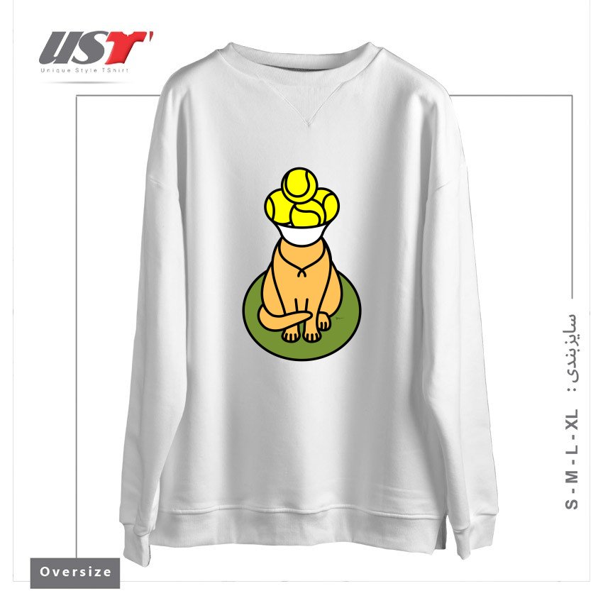 طرح TENNIS CAT BALL PICKER - WIMBLEDON TH039 سوییشرت اورسایزرنگ سفید