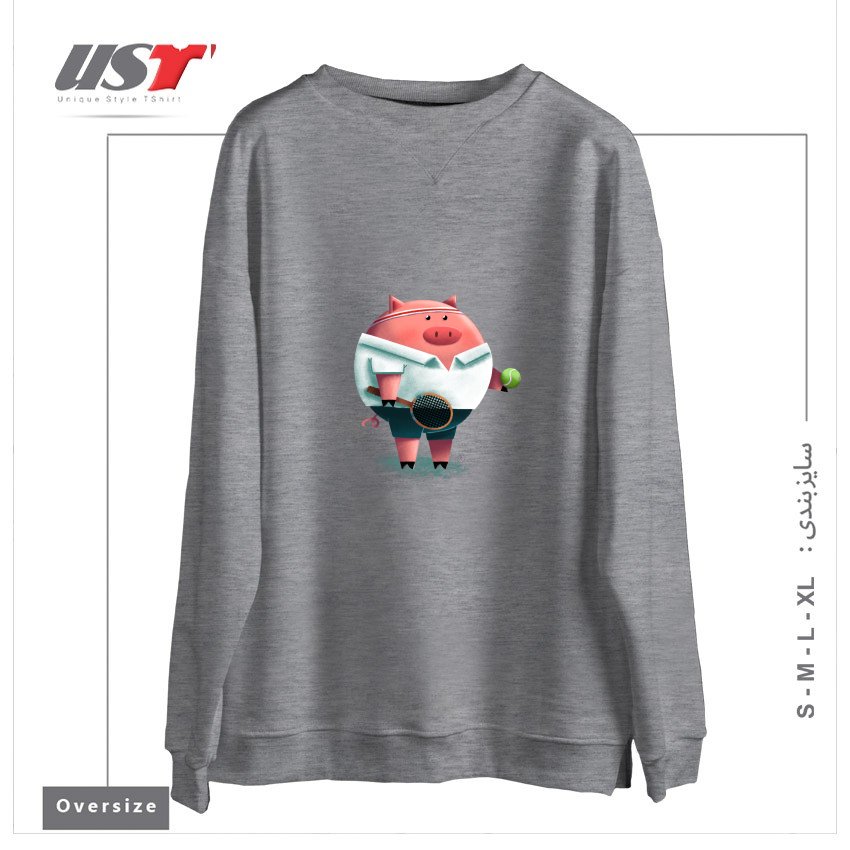 سوییشرت اورسایز طرح TENNIS PIG