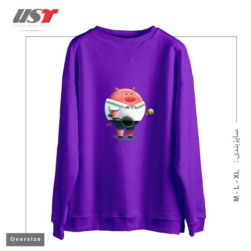 طرح TENNIS PIG سوییشرت اورسایزرنگ بنفش