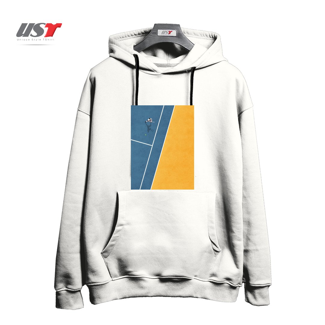 طرح TENNIS PLAYER هودی اورسایزرنگ سفید