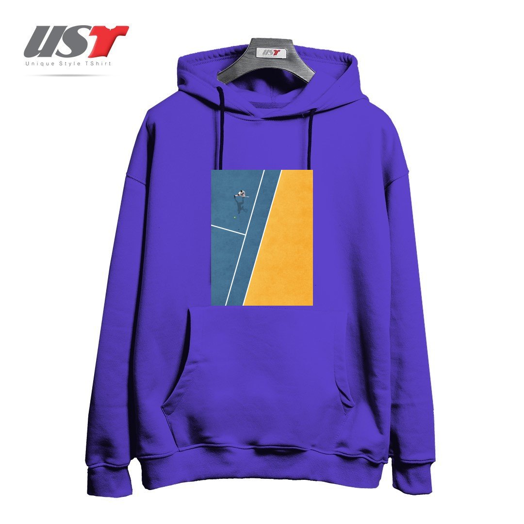 طرح TENNIS PLAYER هودی اورسایزرنگ بنفش