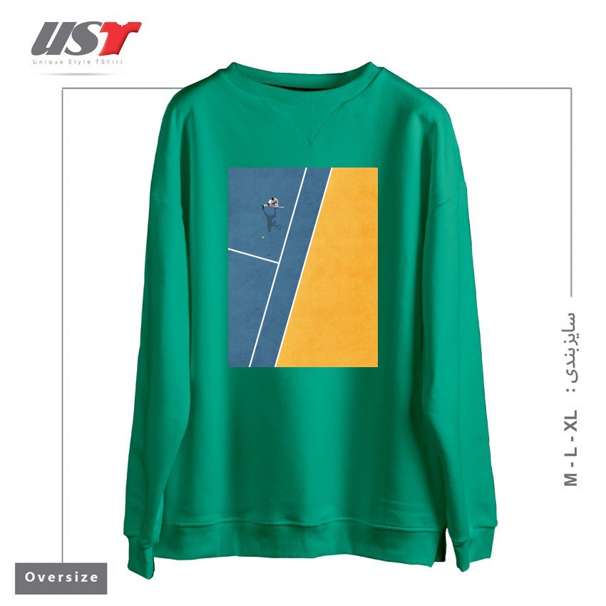 طرح TENNIS PLAYER سوییشرت اورسایزرنگ سبز سدری