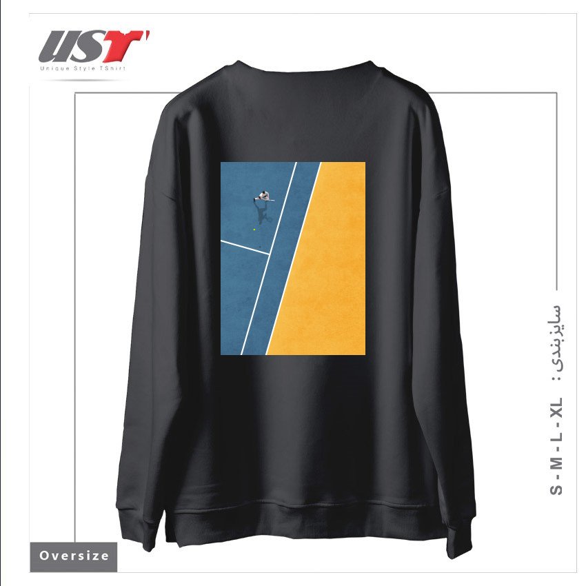 طرح TENNIS PLAYER سوییشرت اورسایزرنگ دودی