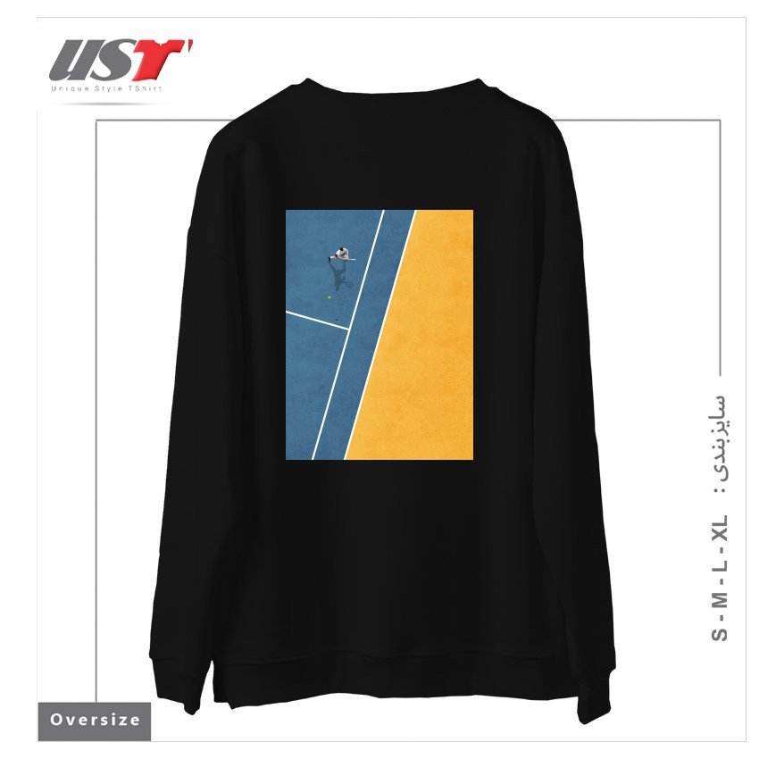 طرح TENNIS PLAYER سوییشرت اورسایزرنگ مشکی