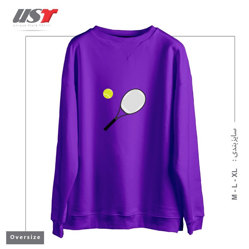 طرح TENNIS RACKET AND BALL 1 سوییشرت اورسایزرنگ بنفش