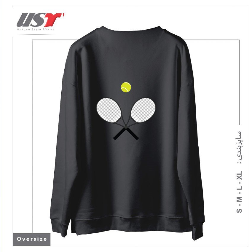 طرح TENNIS RACKET AND BALL 2 سوییشرت اورسایزرنگ دودی