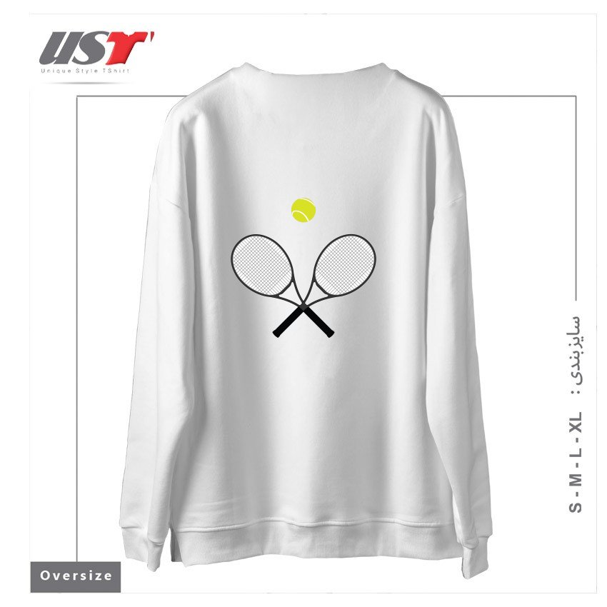 طرح TENNIS RACKET AND BALL 2 سوییشرت اورسایزرنگ سفید