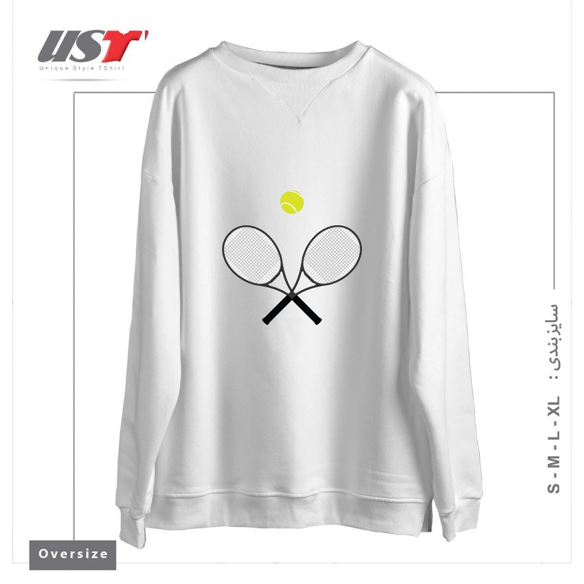 طرح TENNIS RACKET AND BALL 2 سوییشرت اورسایزرنگ سفید