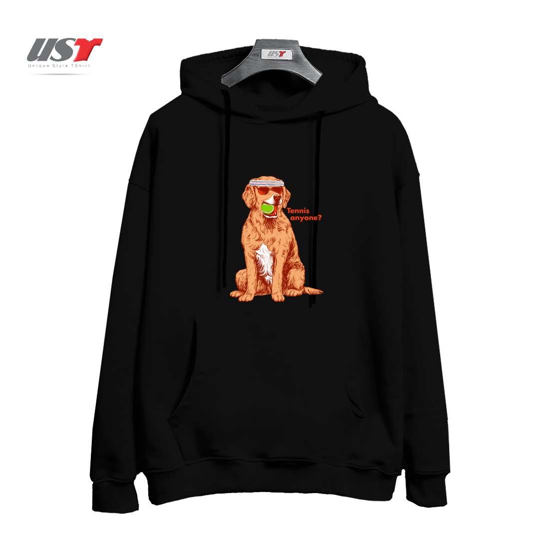 طرح TENNIS, ANYONE هودی اورسایزرنگ مشکی