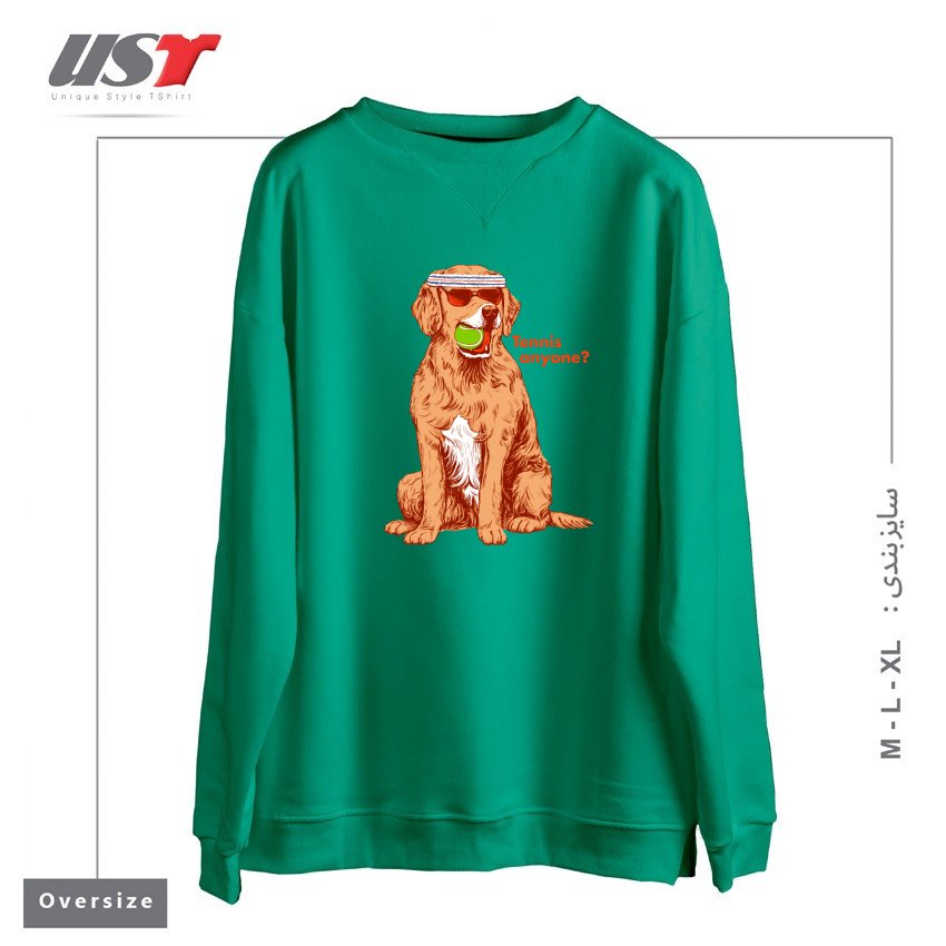 طرح TENNIS, ANYONE سوییشرت اورسایزرنگ سبز سدری