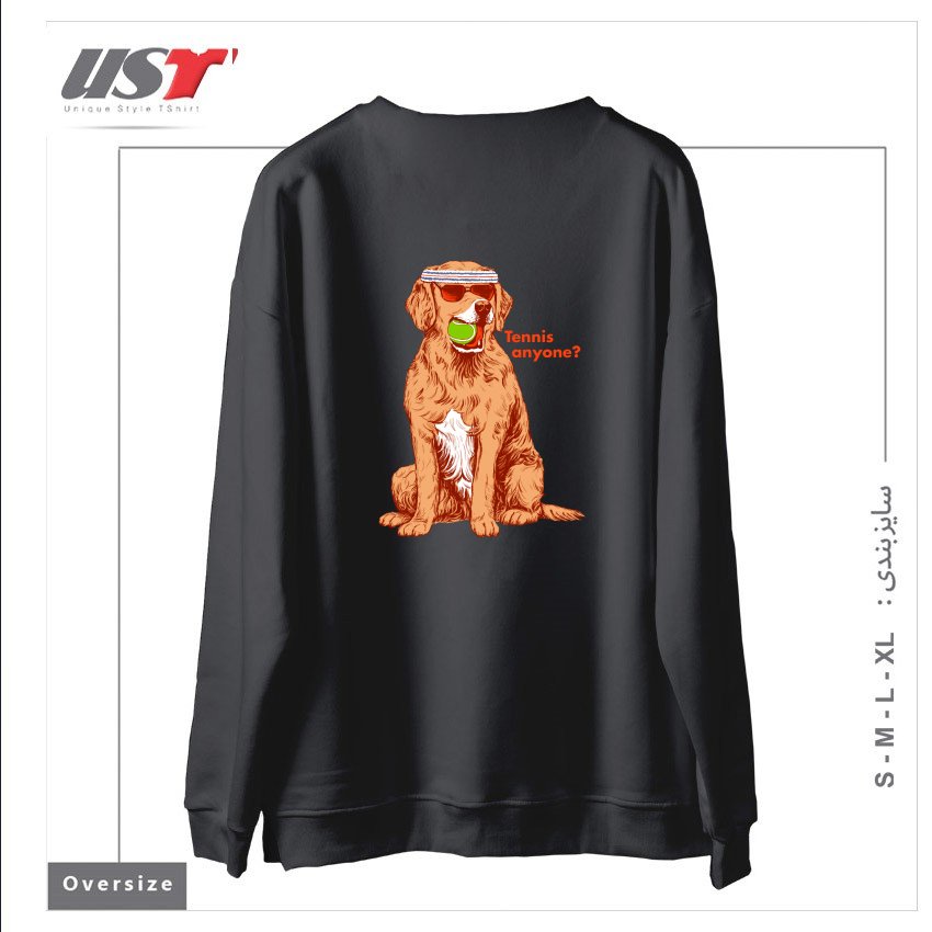 طرح TENNIS, ANYONE سوییشرت اورسایزرنگ دودی