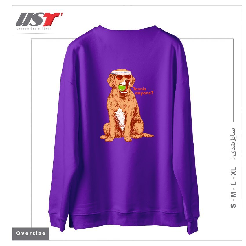طرح TENNIS, ANYONE سوییشرت اورسایزرنگ بنفش