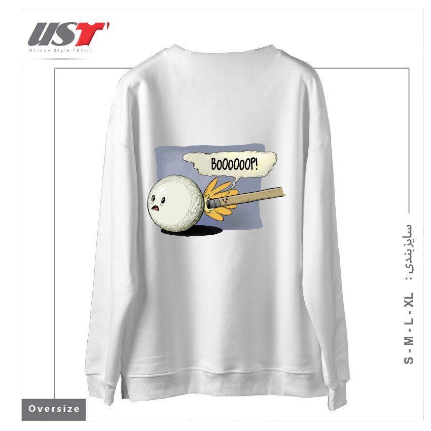 طرح POOL! سوییشرت اورسایزرنگ سفید