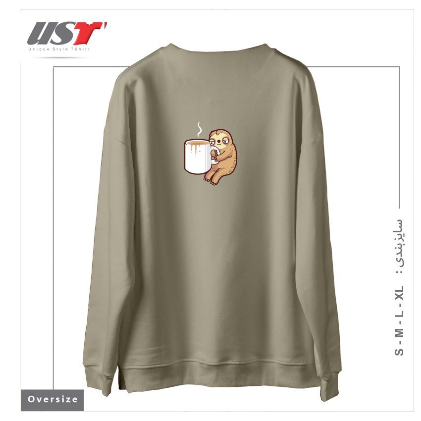 طرح AHH MORNINGS سوییشرت اورسایزرنگ نخودی