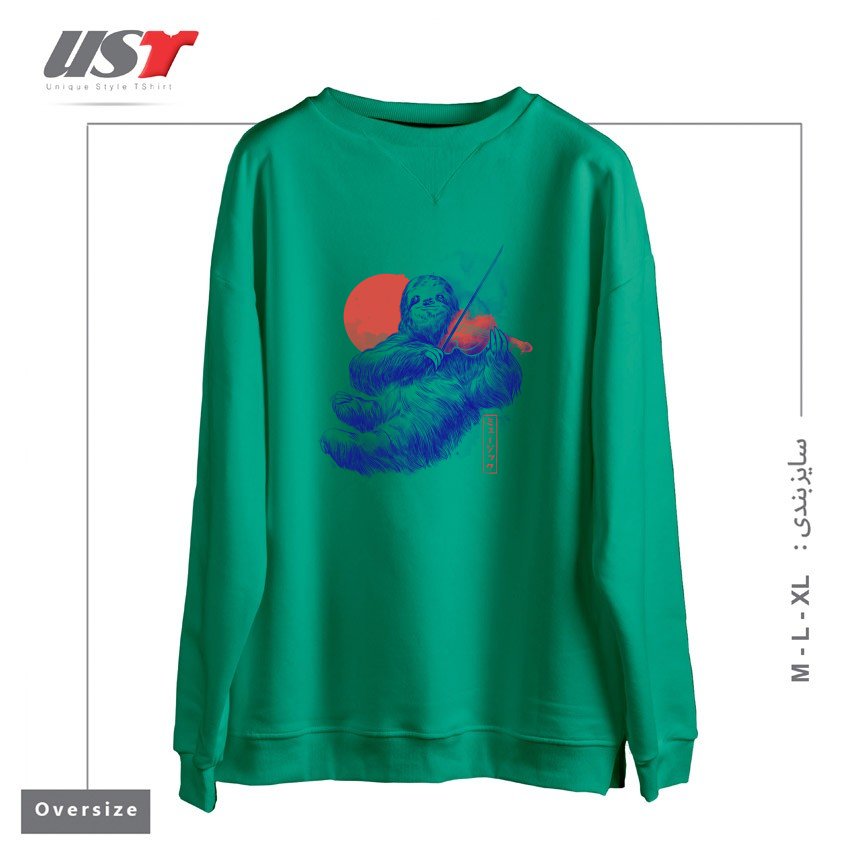 سوییشرت اورسایز طرح A CALM SONG - CUTE MUSICIAN SLOTH GIFT