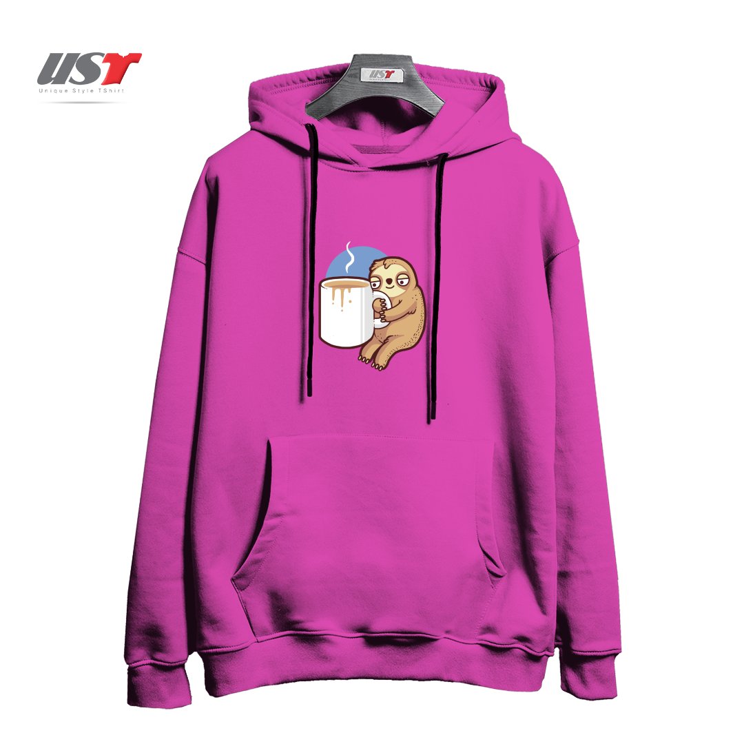 طرح AHHH MORNINGS هودی اورسایزرنگ صورتی